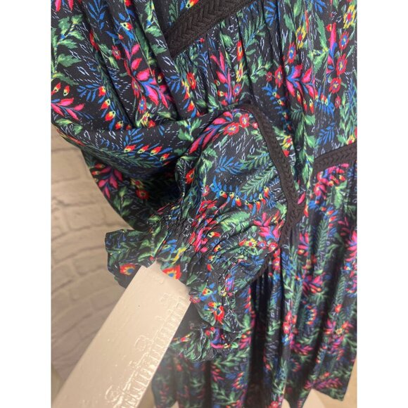 Hale Bob Zoe Dress Floral Size Small Long Sleeves Swing Style - Picture 6 of 11